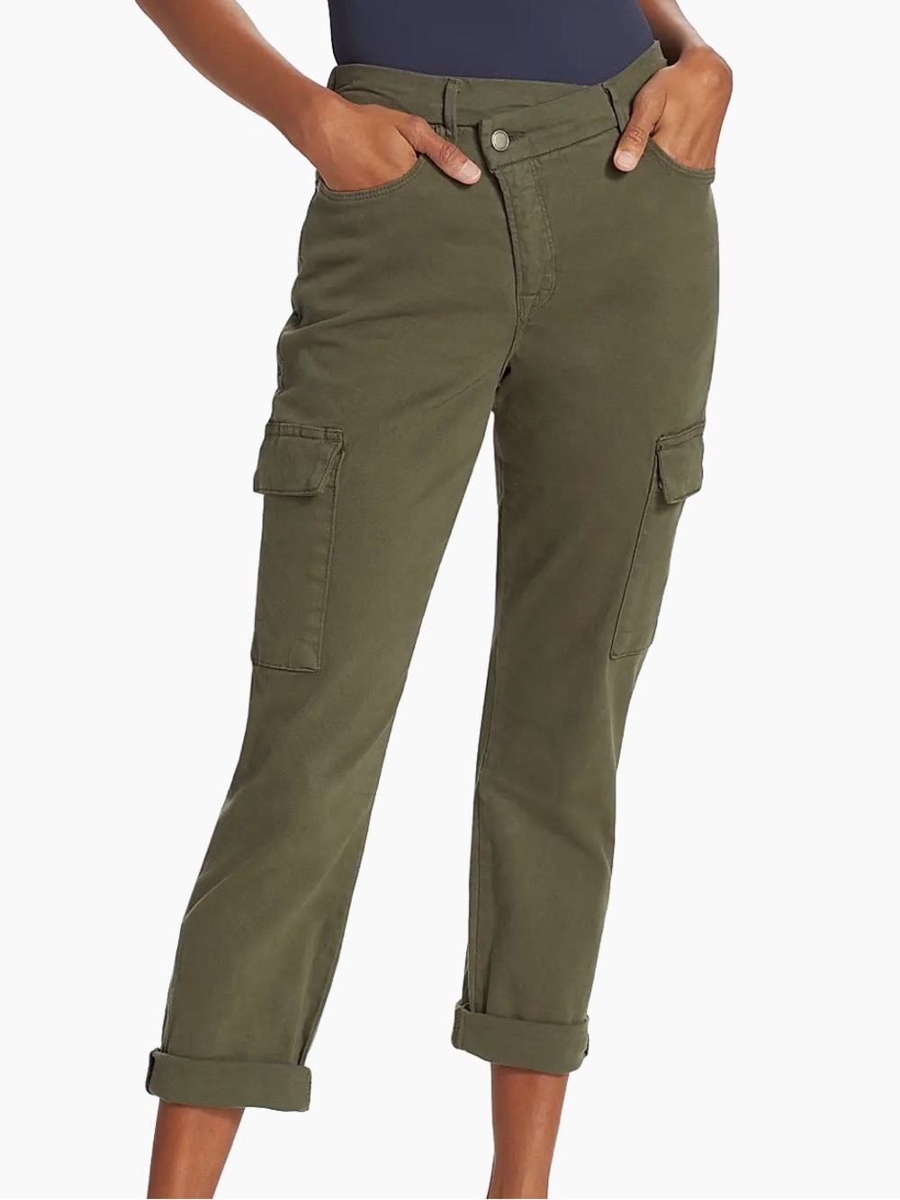 Good American Good Army Crop Pant Asymmetrical Front Utility Cargo Pants Green 8
